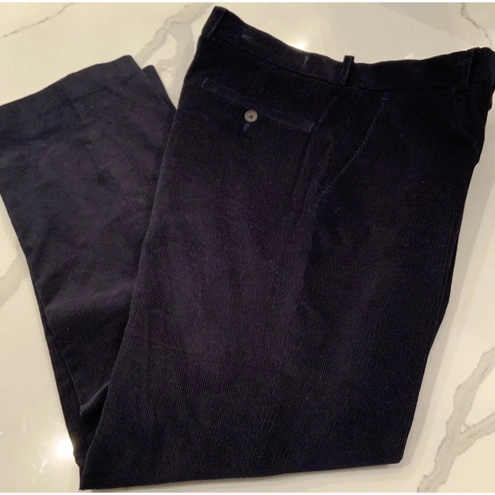 Lauren Ralph Lauren Men's Corduroy Pants Flat Front 34x29 Measured Navy Blue
